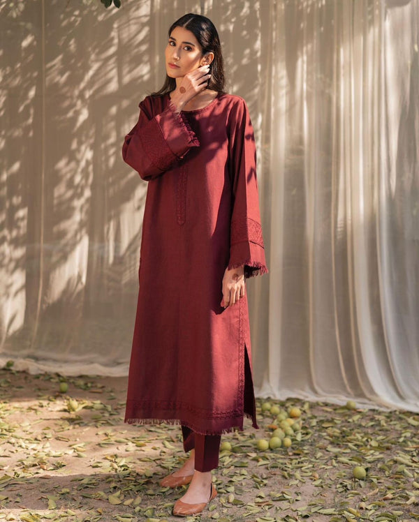 Deep Maroon – 2-Piece Khaddar Suit